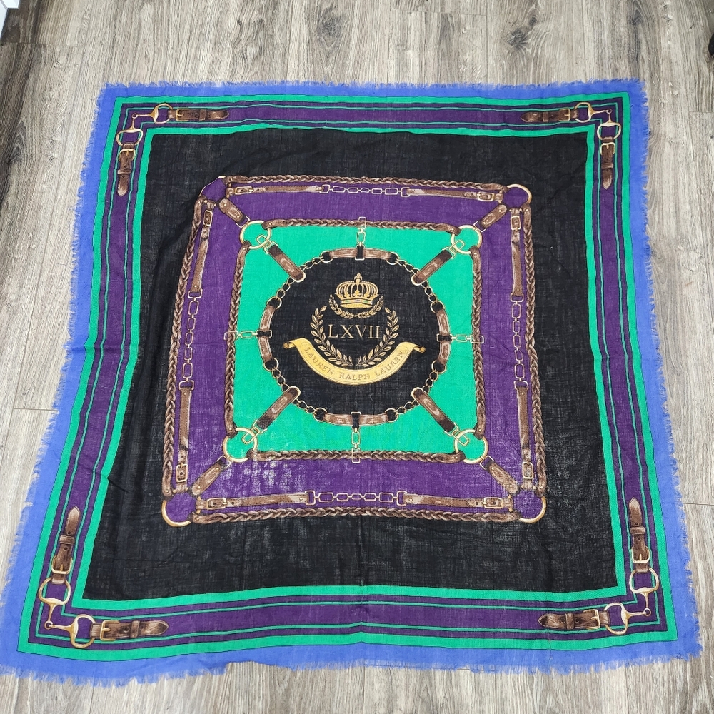 Lauren Ralph Lauren Equestrian Raw Edge Scarf 40x40